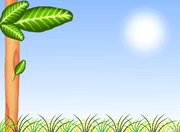 Зелена трава і дерева на фоні синього неба - Фото, зображення