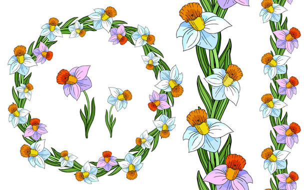 Decorative floral wreath. - Vektor, Bild