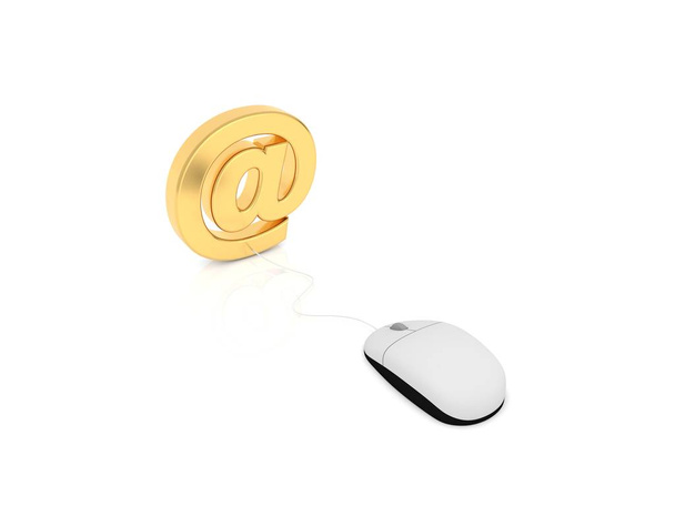 Computer mouse ed e-mail su uno sfondo bianco. Illustrazione rendering 3d
. - Foto, immagini