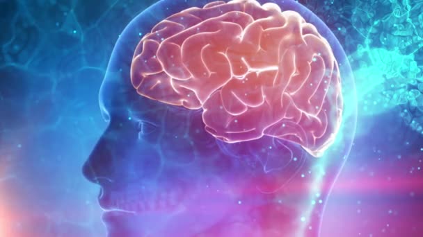 Ανθρώπινο εγκέφαλο ιατρικό φόντο στον κυβερνοχώρο - Πλάνα, βίντεο
