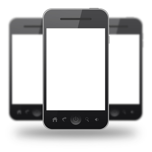 Teléfonos móviles con pantalla en blanco aislados sobre fondo blanco
 - Foto, imagen