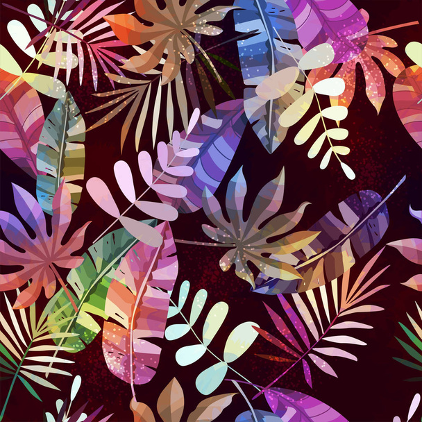 Abstract tropical plants seamless pattern. Vector illustration. - Vector, Image