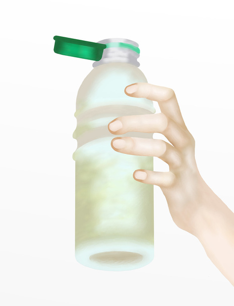 Botella de mano humana de agua
 - Foto, Imagen