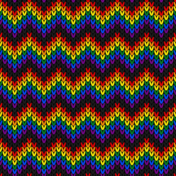 LGBTQ kleur abstract gebreide patroon. Regenboog kleur naadloze patroon - Vector, afbeelding