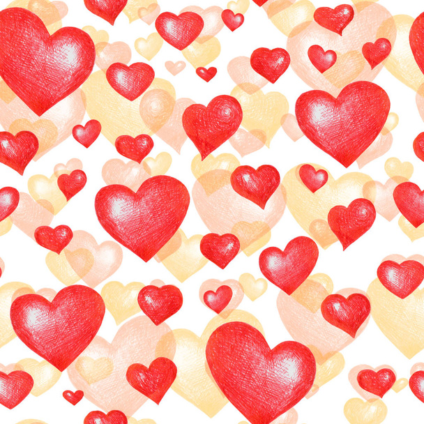 Love themes texture. Seamless pattern with  hearts isolated on white.  - 写真・画像
