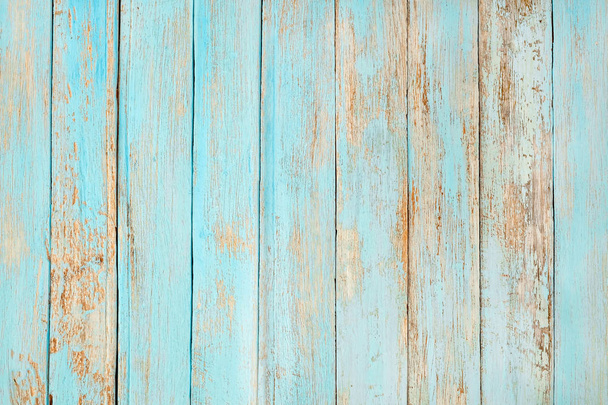 vintage beach wood background - alte verwitterte Holzplanke in türkisblauer Pastellfarbe lackiert. - Foto, Bild