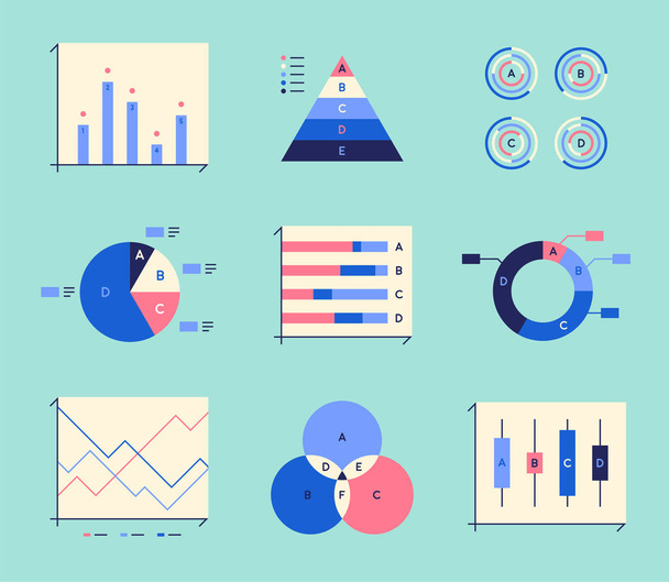 Source various forms of graphs for infographic design. flat design style illustration. - Vector, Image