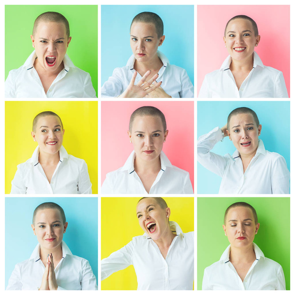 Human expression, facial emotions. Set with portraits - Photo, Image