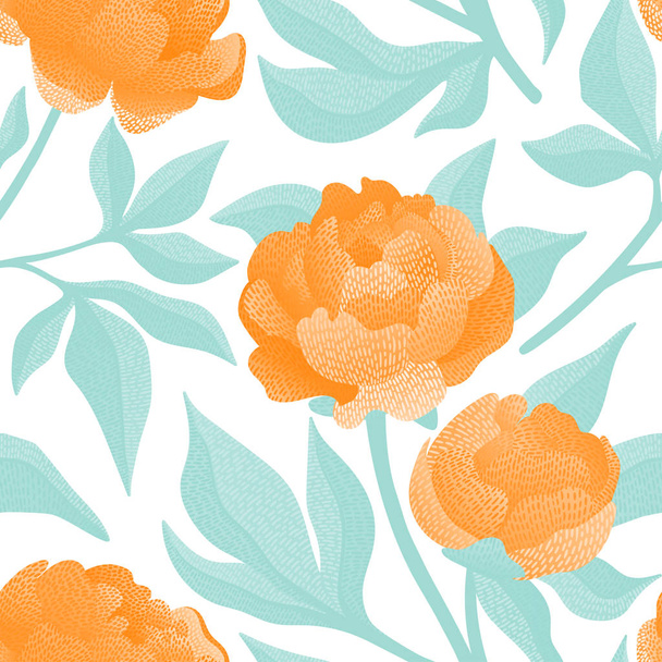 Embroidered flowers on a white background seamless pattern. Prin - ベクター画像