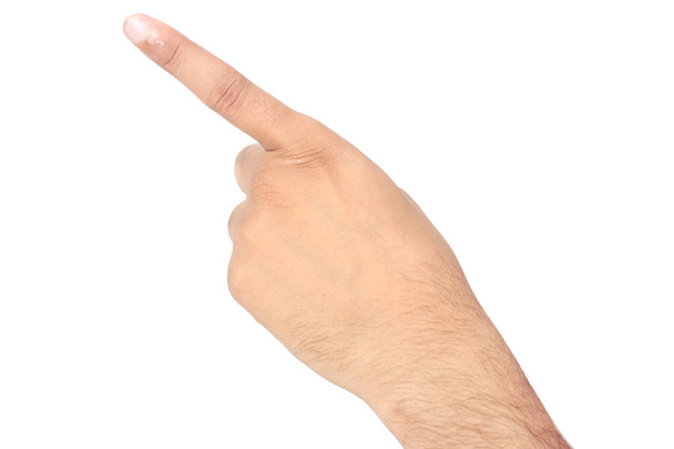 İnsan elinin işaret parmağının resmi. Beyaz arka planda yalıtılmış - Fotoğraf, Görsel