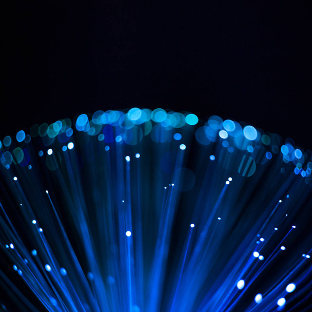 Abstrakti pallomainen tausta, optinen kuitu sininen valovoima pisteitä ja linjat
 - Valokuva, kuva