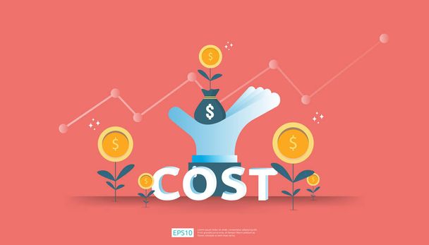 arrow increase for cost reduction concept . business management at lost crisis and bankrupt situation. finance expenses and profit improvement illustration for banner or background vector template. - Vector, Image