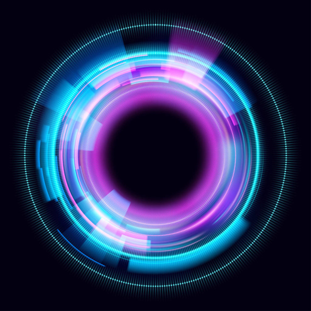 Abstract glowing circles on black background. Magic circle light effects. Illustration isolated on dark background. Mystical portal. Glow ring. Magic neon ball. Vector. Eps10 - Vector, Image
