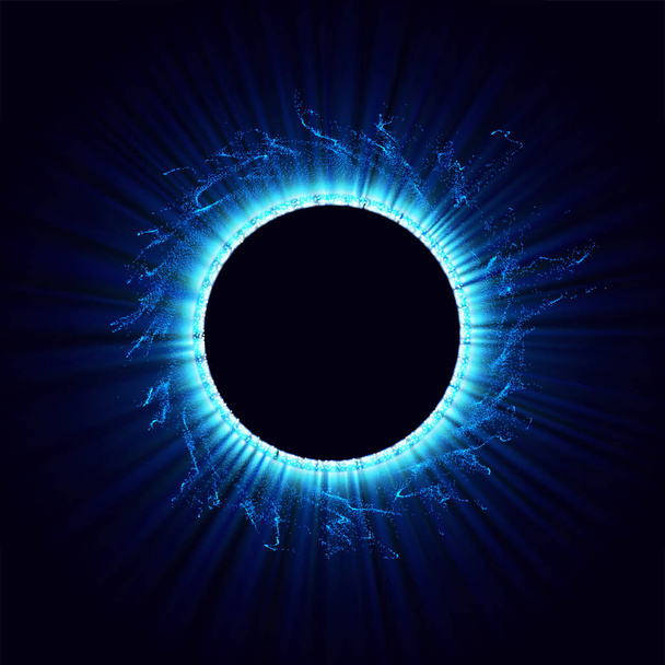 宇宙のブラックホール青いトーンの渦巻きと中央に穴や黒で隔離された折りたたみを持つ抽象的なベクトルの背景。.天文イラスト。ベクトル. - ベクター画像