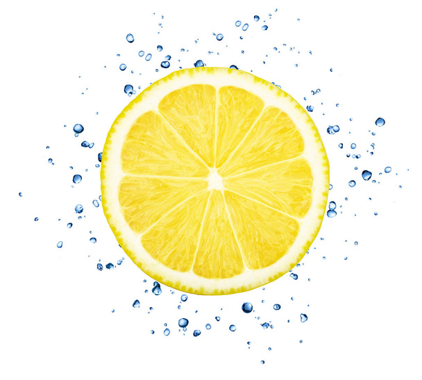 Fresh lemon with water splashes isolated on white background. - Photo, image