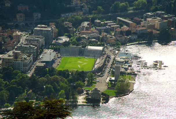 View of Como stadium from brunate mountain. - Photo, Image