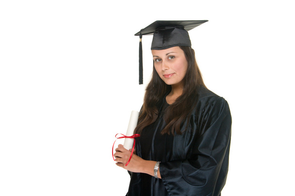 Diplomás fiatal nő kap oklevelet 8 - Fotó, kép