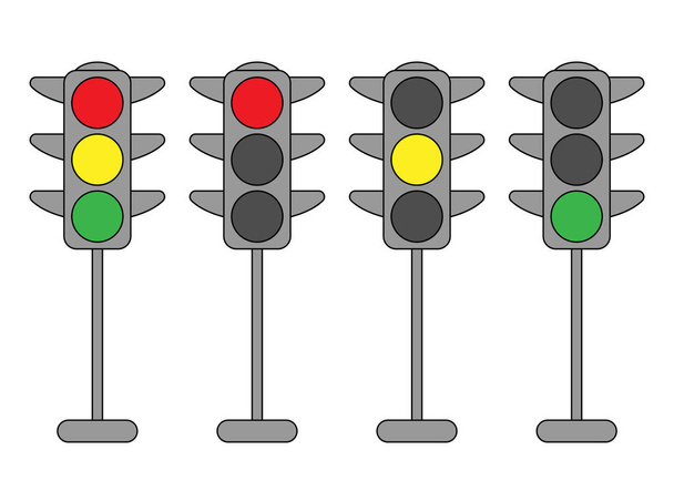 Conjunto de semáforos en estilo plano
.  - Vector, Imagen