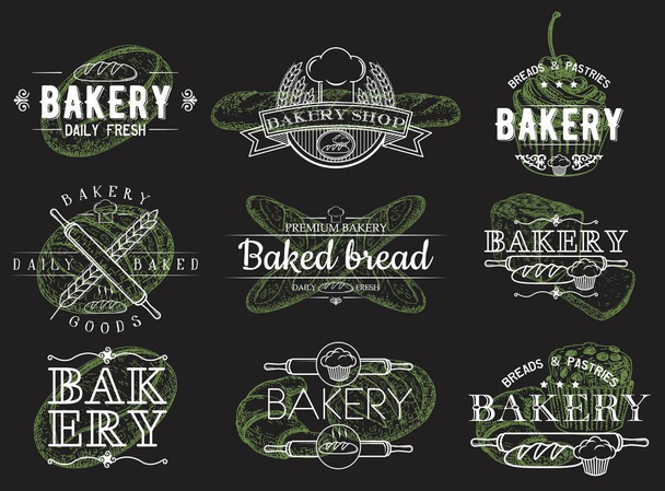 Vector sarja vintage leipomo tunnukset, logot, merkit ja etiketit
 - Vektori, kuva
