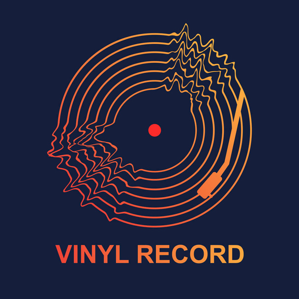  Abstrakcja Vinyl rekord fala muzyka wektor z ciemny tło graficzny - Wektor, obraz
