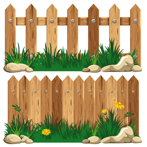 Wooden fence and grass - Vector, Image