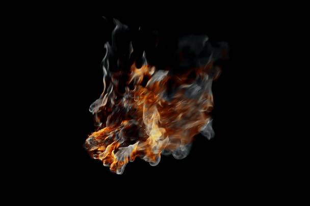 Flame and smoke on a black background. - Φωτογραφία, εικόνα
