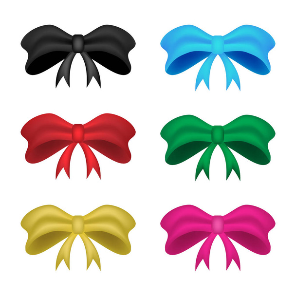 Vector set of different bow ties on white backdrop - Vector, Image