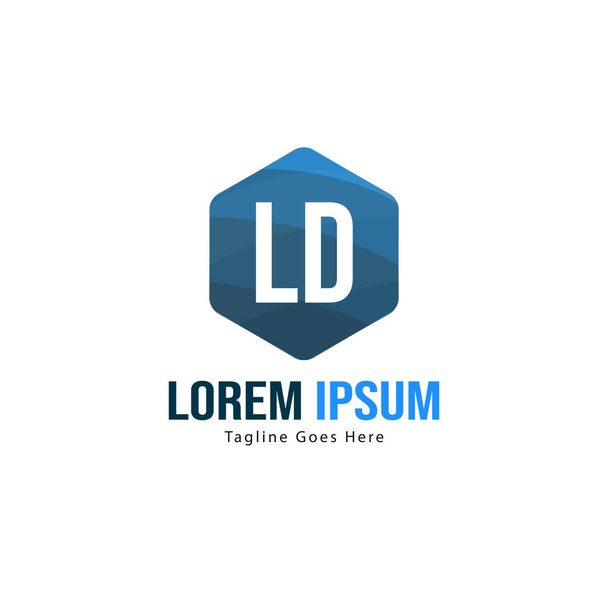 Modern çerçeveli ilk Ld logo şablonu. Minimalist Ld harf logosu vektör illüstrasyon - Vektör, Görsel