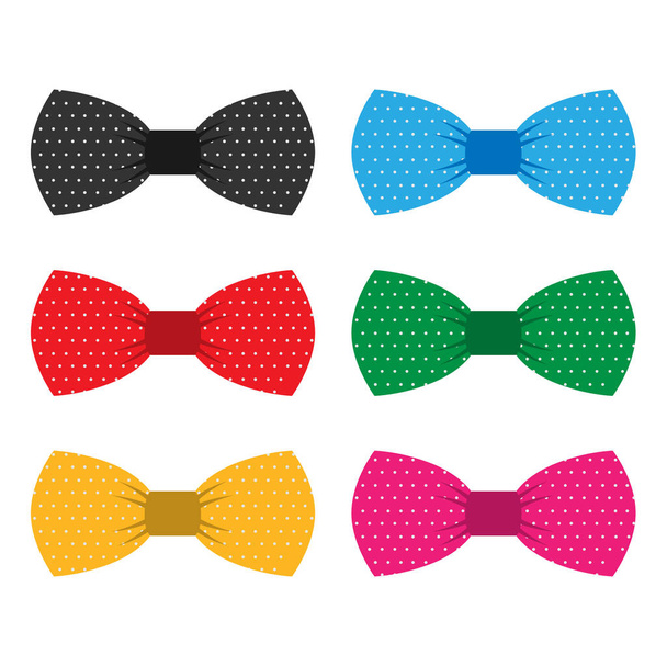 Vector set of different bow ties on white backdrop - Вектор,изображение
