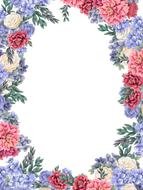 Floral frame for design save the date cards, invitations, posters and birthday decoration - Foto, Bild