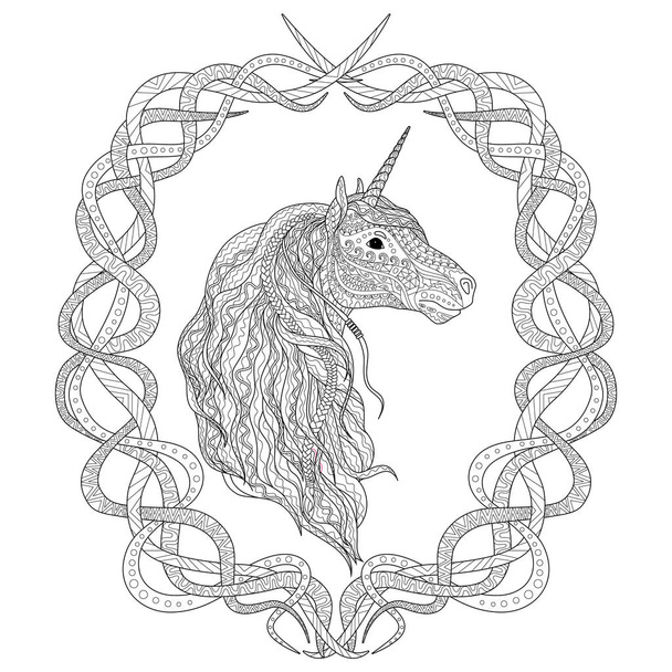 Beautiful unicorn for coloring book. - Vector, Image