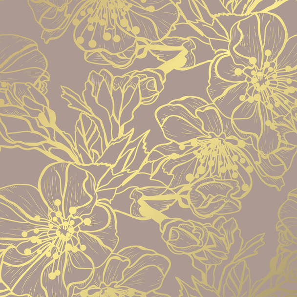 Padrão floral dourado
 - Vetor, Imagem