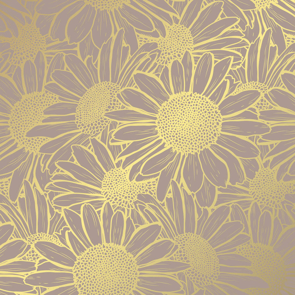golden floral pattern - Wektor, obraz