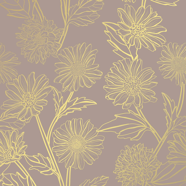 golden floral pattern - Vektor, kép
