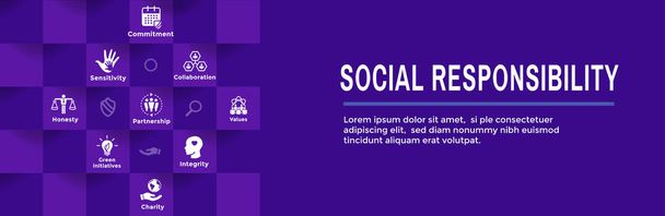 Sosyal sorumluluk Icon Set & Web üstbilgi Banner - Vektör, Görsel