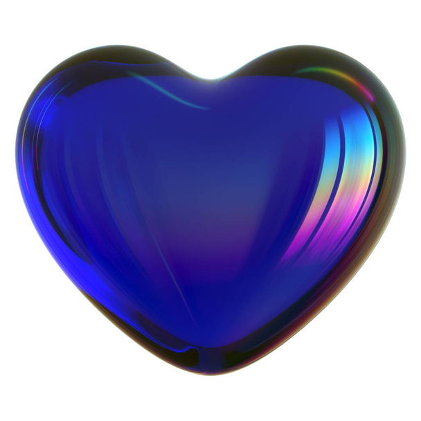 3d illustration of blue heart shape Love symbol glass translucent - Foto, Imagem