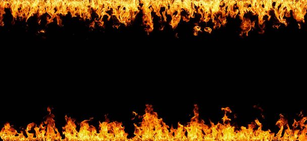 Fire flames on black background. - Foto, imagen
