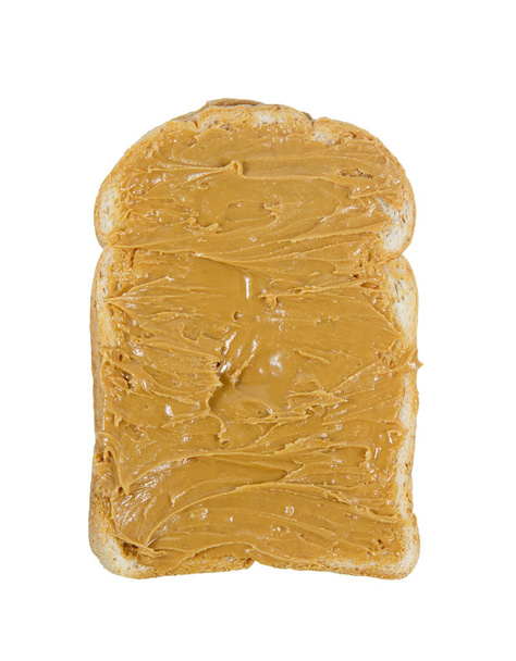 Сэндвич с арахисовым маслом и арахис на белом фоне
 - Фото, изображение
