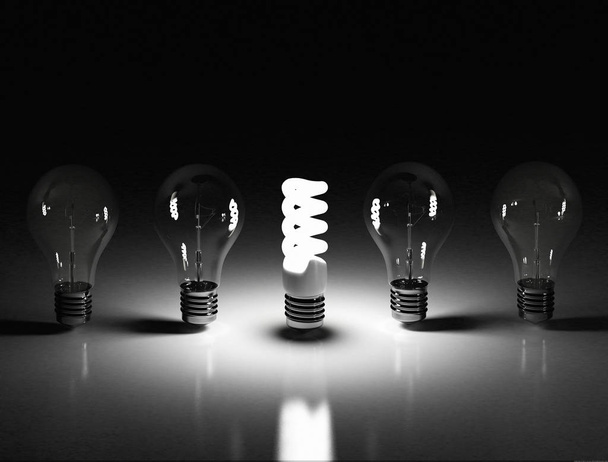 Öko-Energiesparlampe beleuchtete Idee  - Foto, Bild