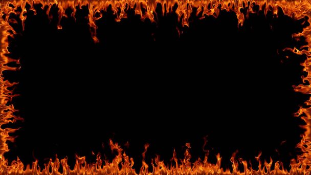 Flame frame on black background - Photo, image