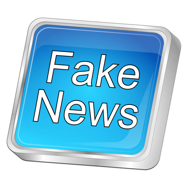 glossy blue Fake News button - 3D illustration - Photo, Image
