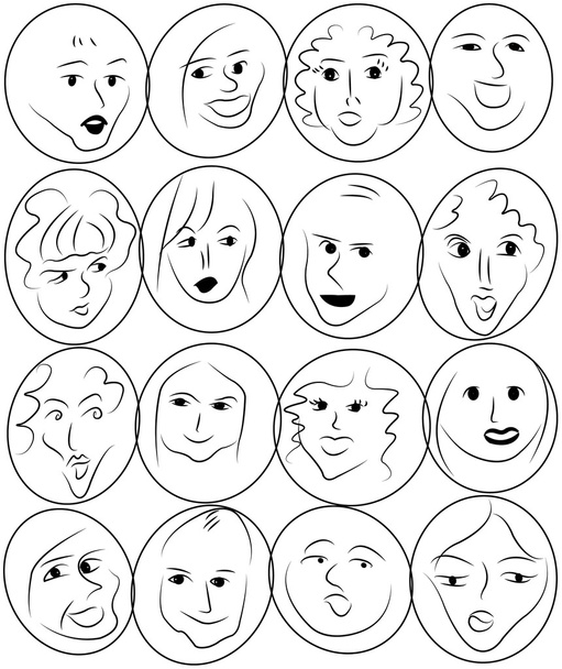 別の顔と感情漫画のベクトル - ベクター画像