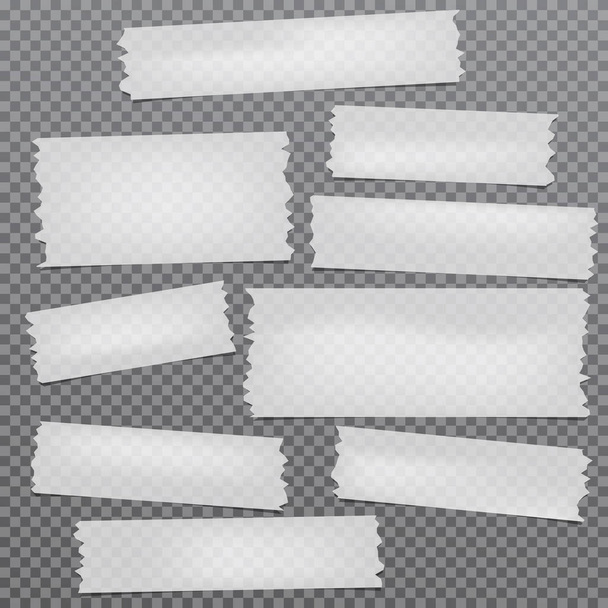 adhésif blanc, collant, masquage, bandes de ruban adhésif pour le texte sont sur fond carré noir. Illustration vectorielle
 - Vecteur, image