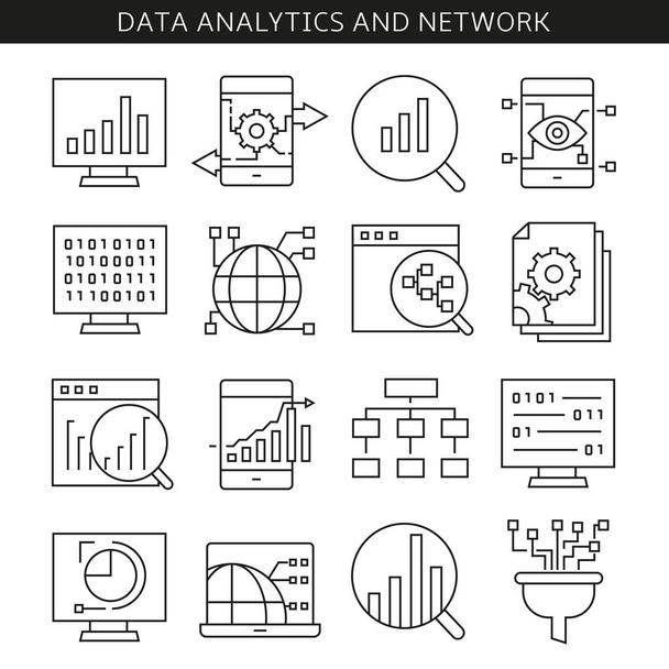 koncepcja biznesowa, wektor ilustracji analizy danych i sieci - Wektor, obraz