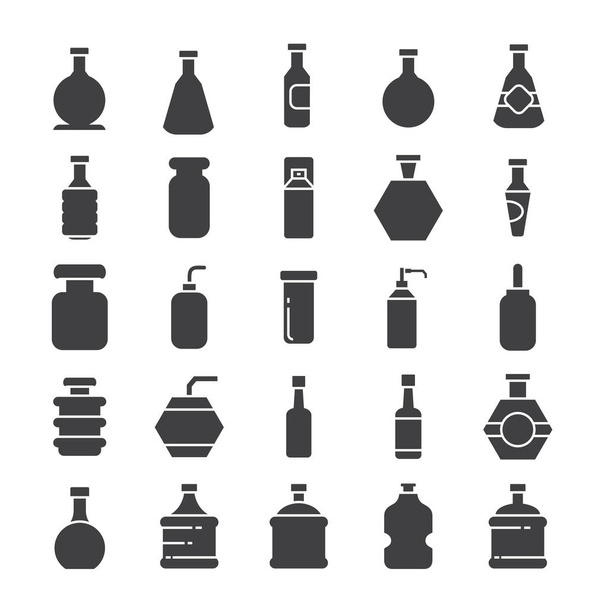 vector illustratie van flessen, icons set - Vector, afbeelding