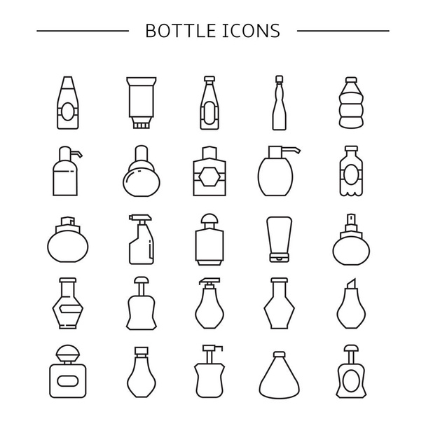 Vektor Illustration von Flaschen, Icons gesetzt - Vektor, Bild