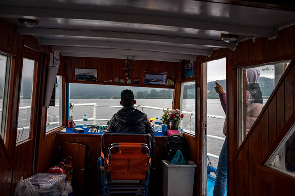 Inside the ferryboat, lake Ioannina, Greece - 写真・画像
