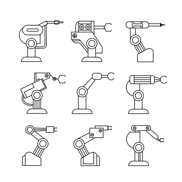Ρομποτικά εικονίδια βραχιόνων, απεικόνιση διανυσματικών  - Διάνυσμα, εικόνα