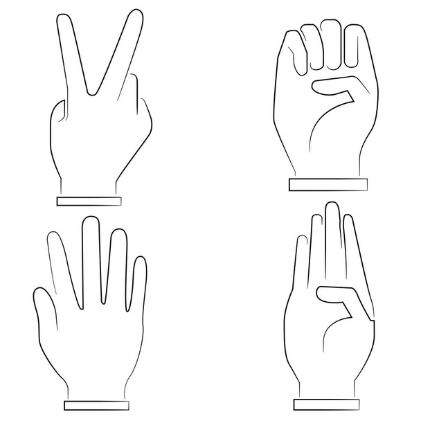 Hand iconen set, cartoon stijl - Vector, afbeelding