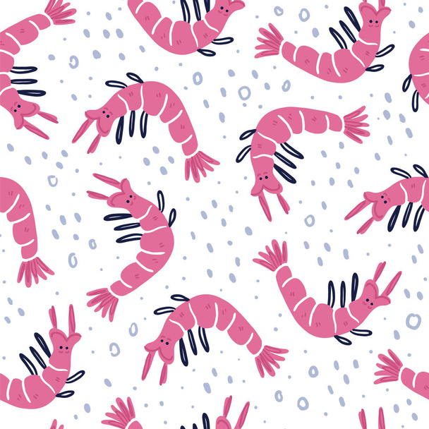Χαριτωμένο ομαλή μοτίβο με γαρίδες - Διάνυσμα, εικόνα